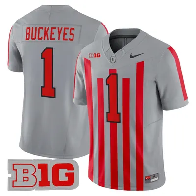 #1 Buckeyes Ohio State Buckeyes Throwback Jersey Stitched - Gray