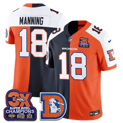 Peyton Manning Denver Broncos Throwback Split Jersey Stitched - Alternate Split