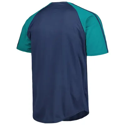 Seattle Mariners Navy Stitches Button-Down Raglan Stadium Jersey
